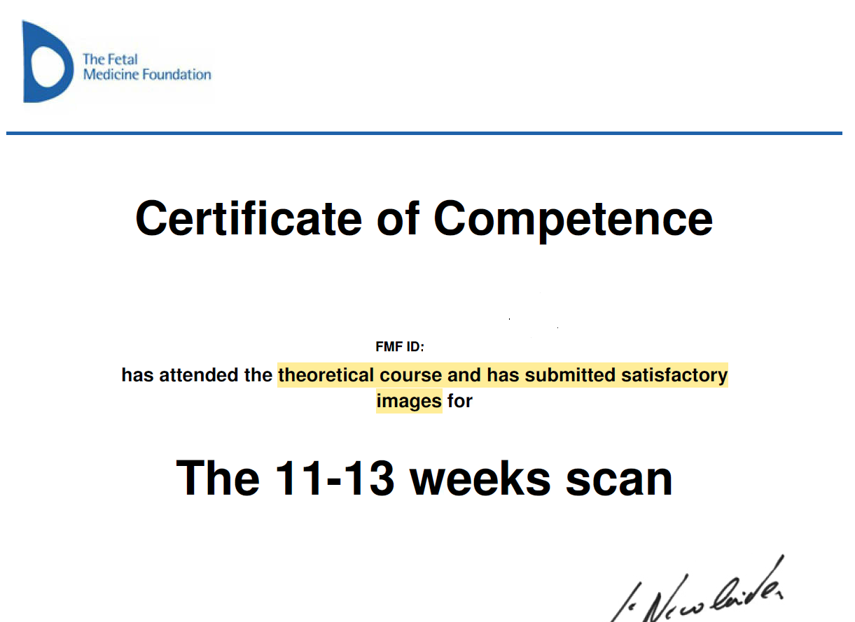 FMF certificate example